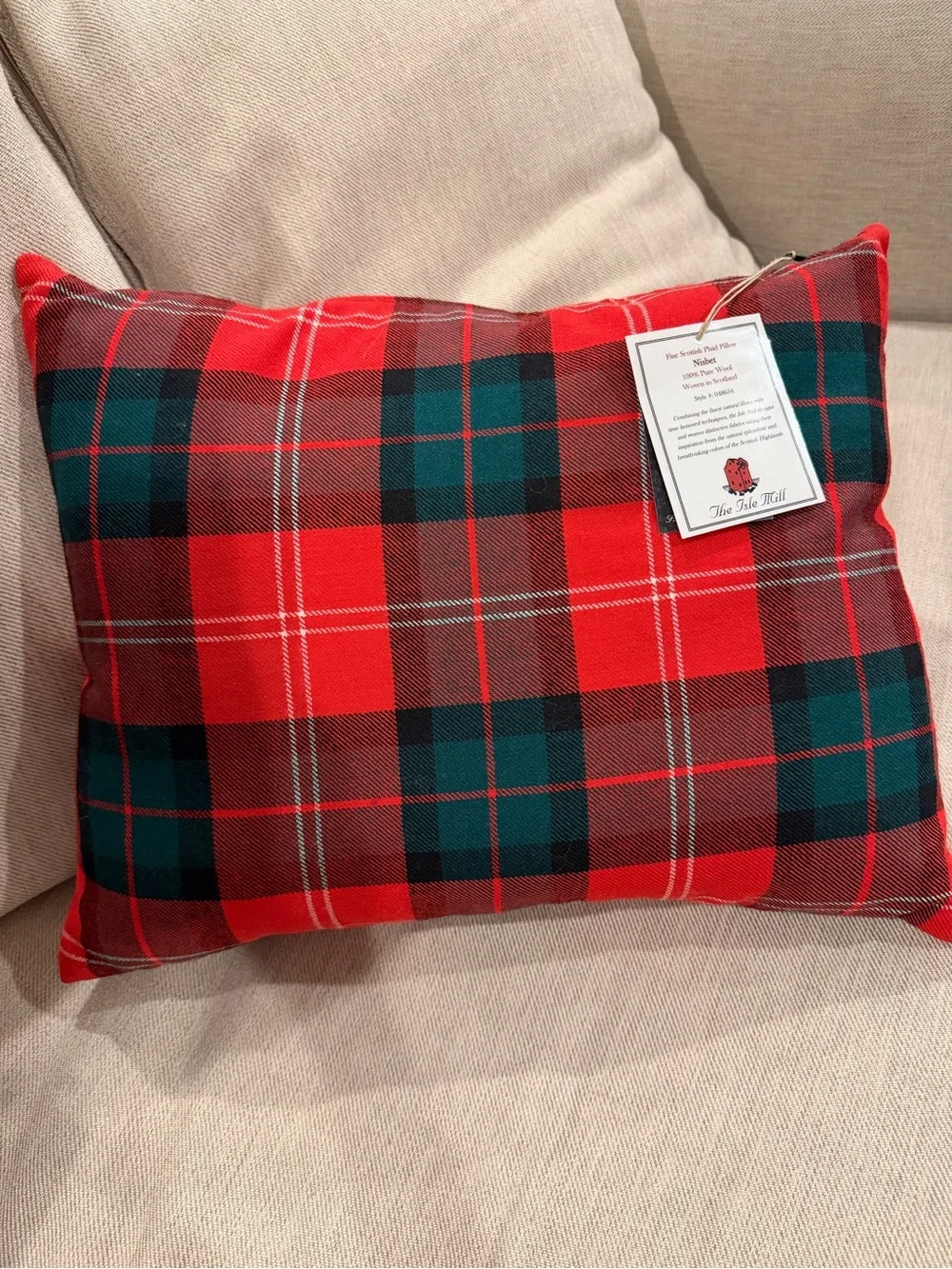Festive Red & Green Plaid Holiday Accent Pillow